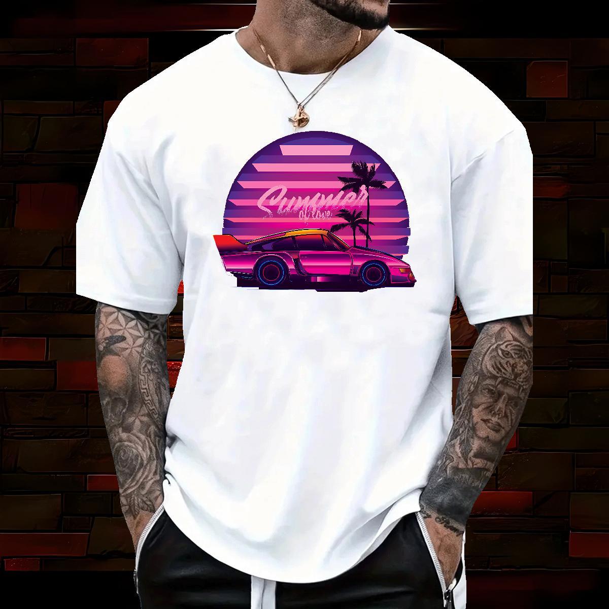 Free Shipping car Men T Shirts Street Wear Tshirt for Man Woman 230g Cotton Fashion Designer Breathable Short Sleeve Black Oversized Top Tees
