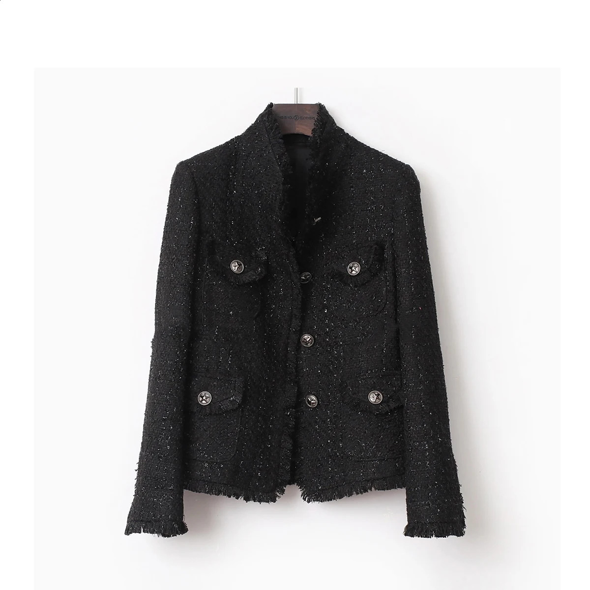 Black tweed women jacket spring / autumn / winterwomens jacket coat classic coat classic jacket Ladies
