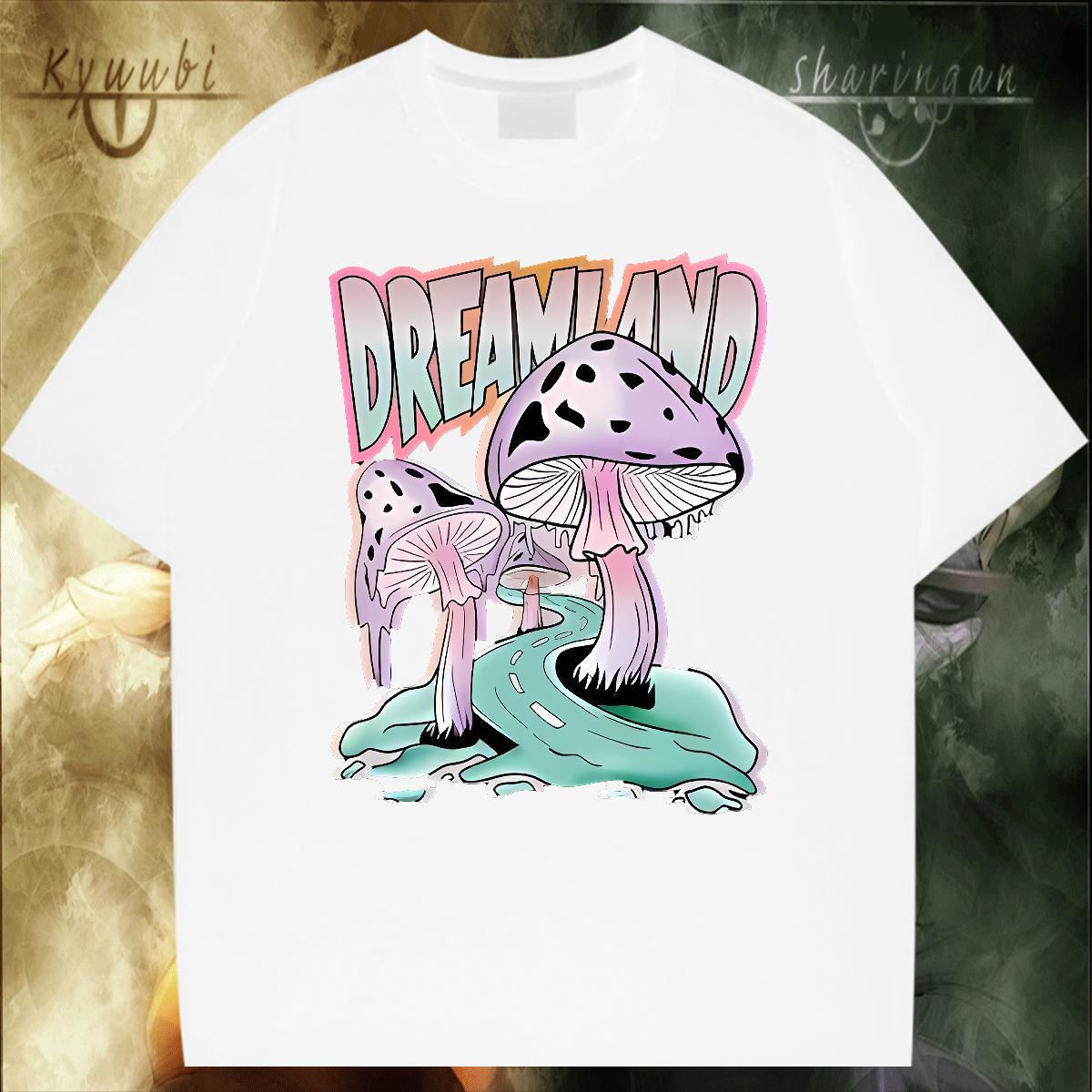 Classic mushroom Mens T Shirts Outdoor Men Tees 100% Cotton 230g 2024 Designer Short Sleeve O-Neck Cartoon Printing L-4XL Clothings