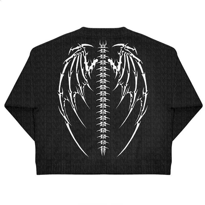O Neck Y2K Clothing Knitted Sweaters Men Women High Street Embroidery Jacquard Oversize Soft Pullover Harajuku College Jumper 240821