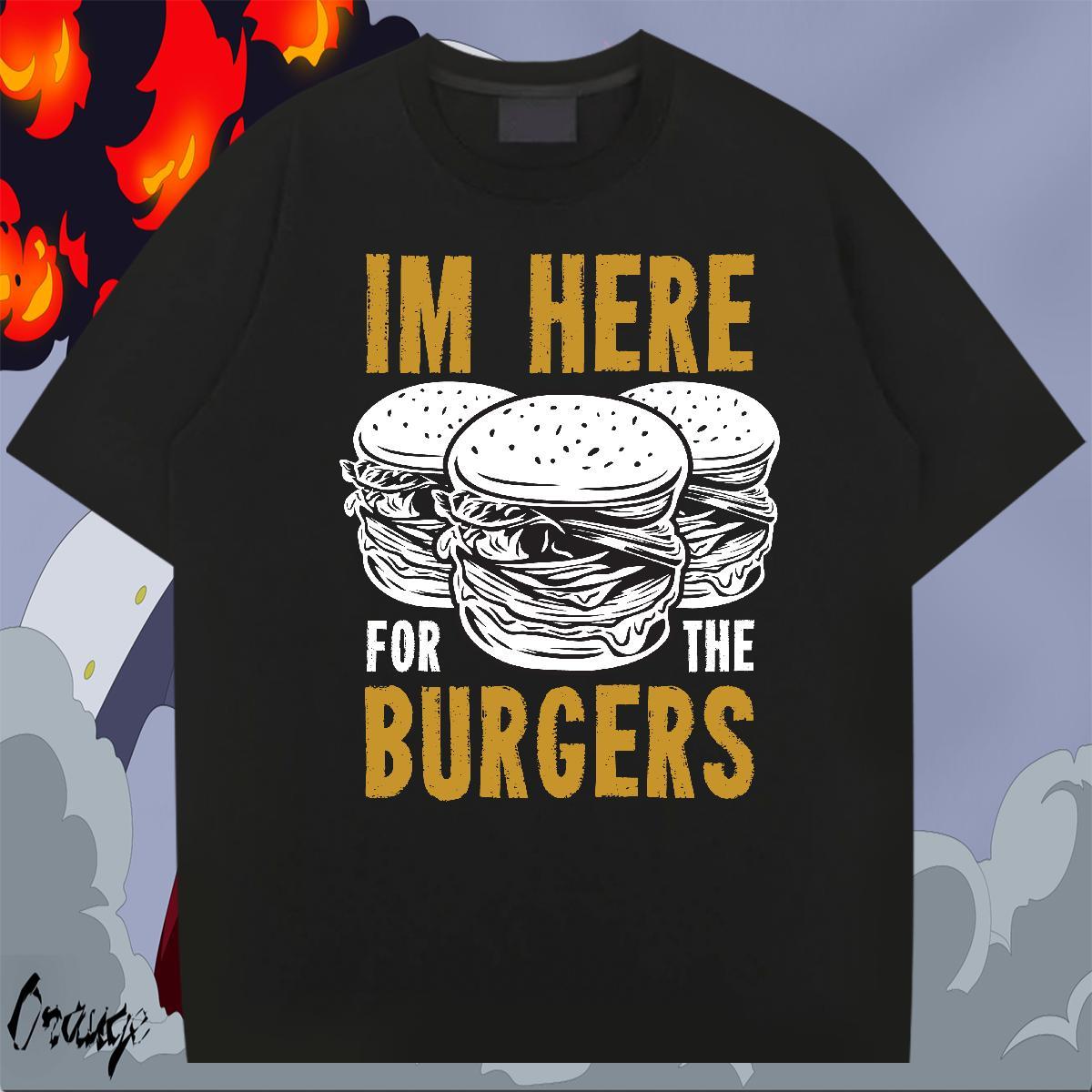 Loose Fit Men Clothes T-Shirt Sport 230g Cotton Custom Print Plus Size Breathable Short Sleeve hamburger T-Shirts Fashion Tshirts