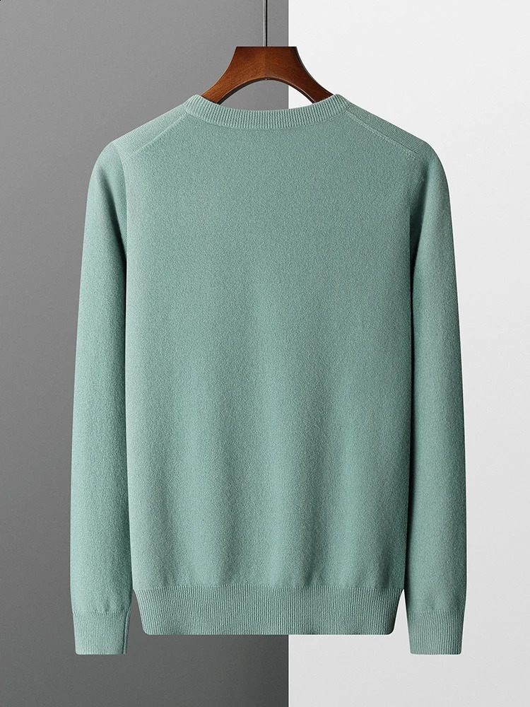 MVLYFLRT Merino Sweater Mens V-neck Pullover Top Autumn Winter Knitted Casual Loose 100% Pure Wool Jacket 240821