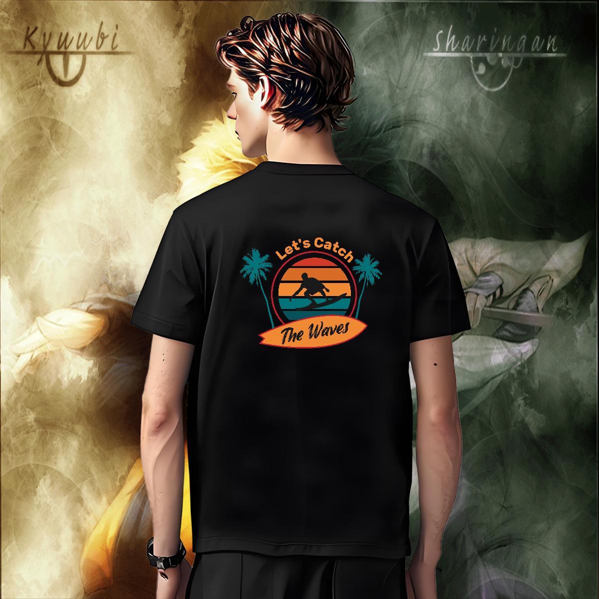 Loose Tshirt for Man Woman Sports Casual 100% Cotton 230g Graphic O Neck Short Sleeves wave T-Shirts New Clothes