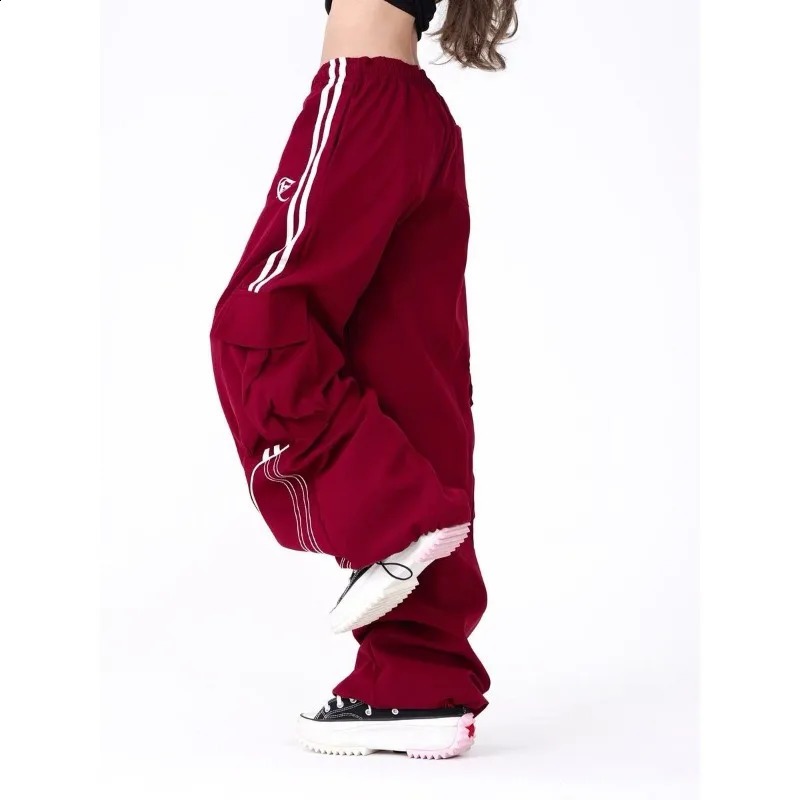 Deeptown Y2K Black Striped Women Cargo Pants Korean Fashion Wide Leg Baggy Trousers Streetwear Autunm Harajuku Hip Hop Oversized 240821