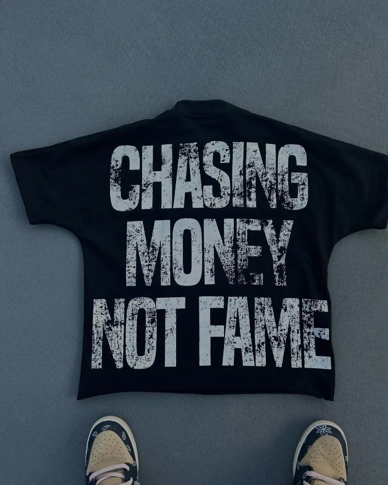 Hip hop trend street style top Letter print cotton round neck short sleeve T-shirt Men Y2k Goth Harajuku fashion couple shirt 240822