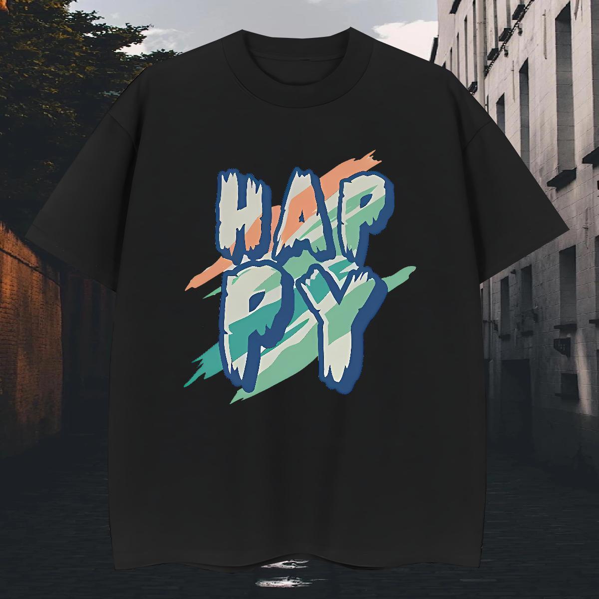 Designer Men Clothes T-Shirt Casual Daily Wear 100% Cotton 230g Graphic Breathable Crew Neck happy T shirt 2024 New Clothings