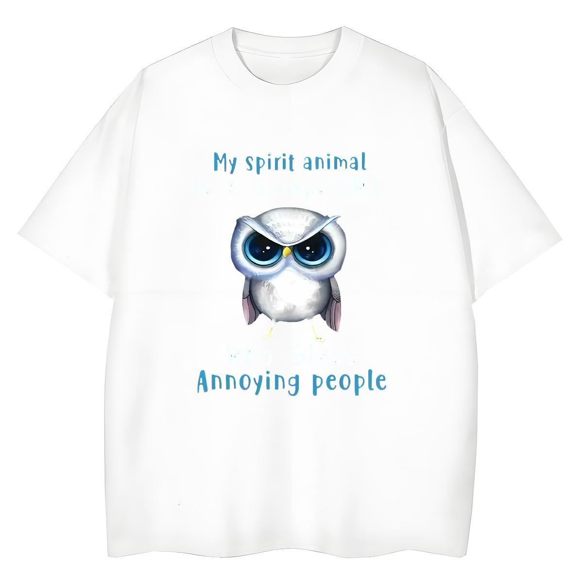 Fashion New Women T Shirts Breathable Soft 230g 100% Cotton Woman Tshirt Custom Printed Owl Summer Casual Designer Tops