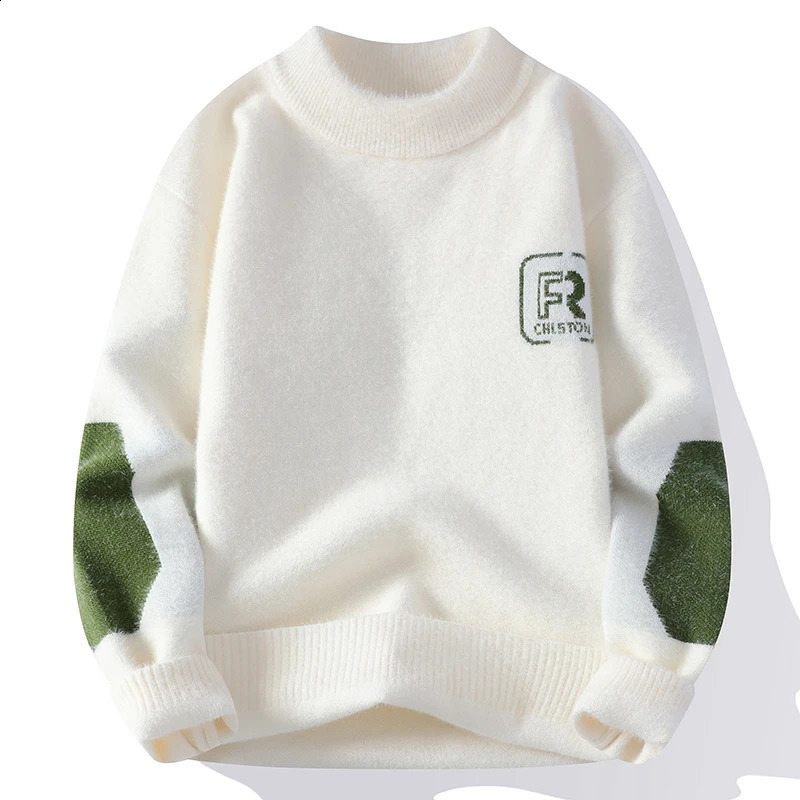 Sweater mens winter Korean warm message pattern sweater fashion wool M3XL 4XL 240821
