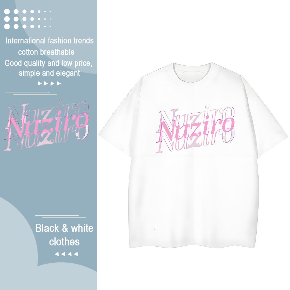 Female Couples T Shirts 230g Cotton letter Street Casual T shirt Crew Neck Plus Size Cartoon Clothes