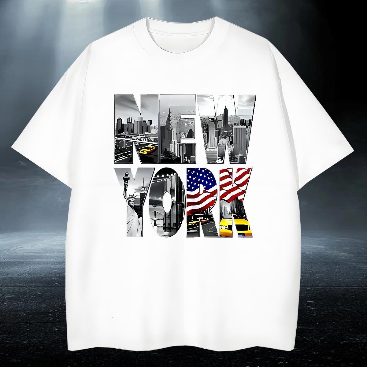 Loose Fit Men Tops Tees Sport 230g Cotton Oversized Breathable Soft New York Men T Shirts Fashion Casual Polos