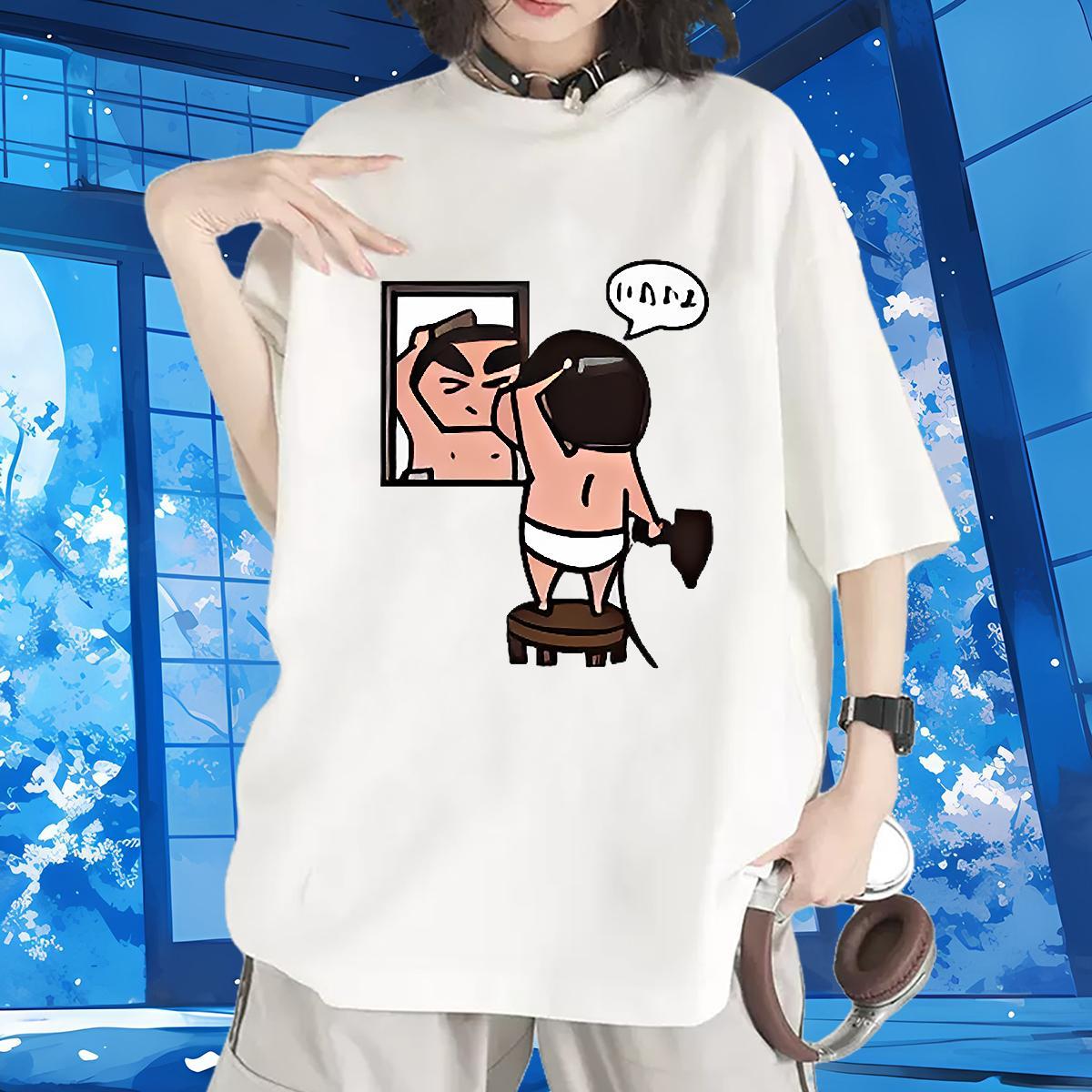 Unisex Women Tees 230g Cotton animation Sport T shirt Comfortable Custom Print Oversized Clothes
