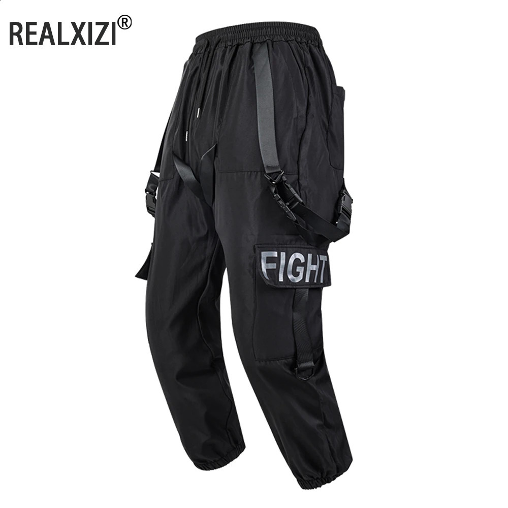 Men Cargo Pants for Men Casual Hip Hop Pant Loose Large Size Streetwear Sweatpants Y2K Pants Black Pocket Men Streetwear 240822
