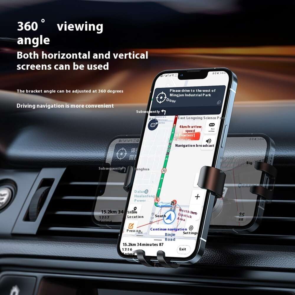 aluminum new alloy mobile phone car air outlet rotatable bracket, automotive supplies navigation bracket