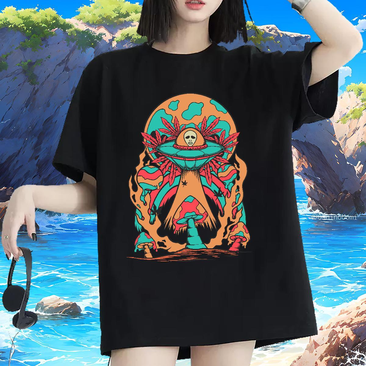 2024 DIY Womens T Shirts Breathable Soft 230g 100% Cotton Couples T Shirts Custom Cartoon ET Street Wear Brand Tee Shirt