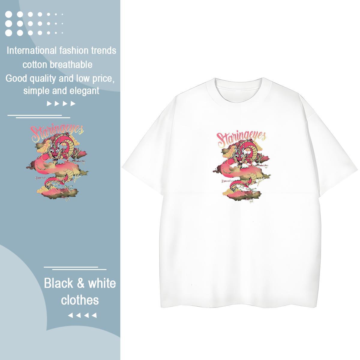 Stylist Womens T Shirts 230g Cotton Breathable Spring Summer dragon Women Tees Popular Customized Print Tops