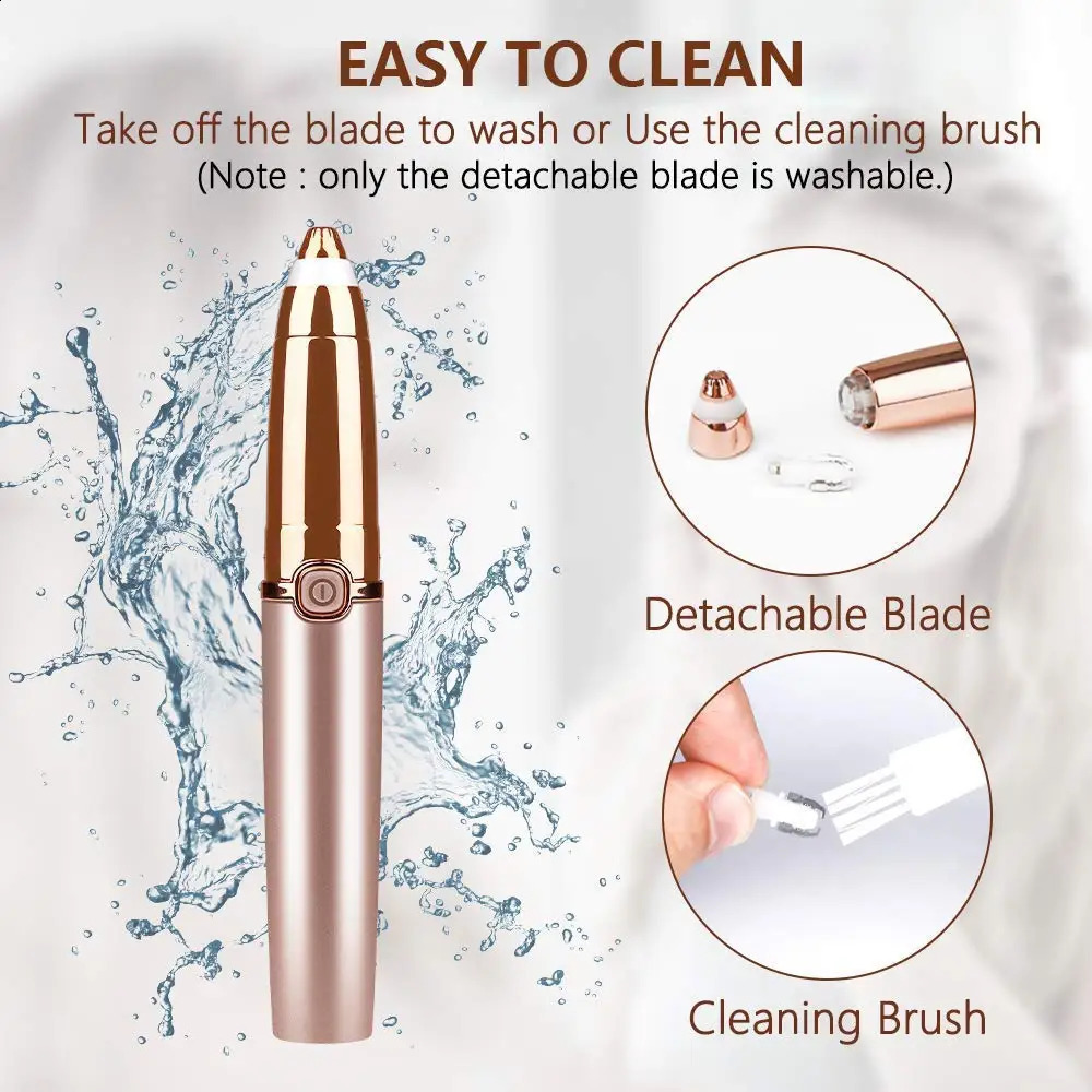 Womens eyebrow trimmer electric hair remover with LED light portable shaver without paint used for lip nose chin gifts 240801