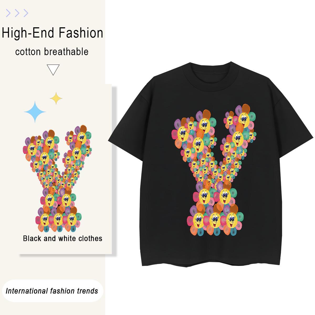 Unisex Women Tshirts 230g 100% Cotton painting Casual T-Shirts for Women Round Neck Short Sleeve Anime Print Top Tees
