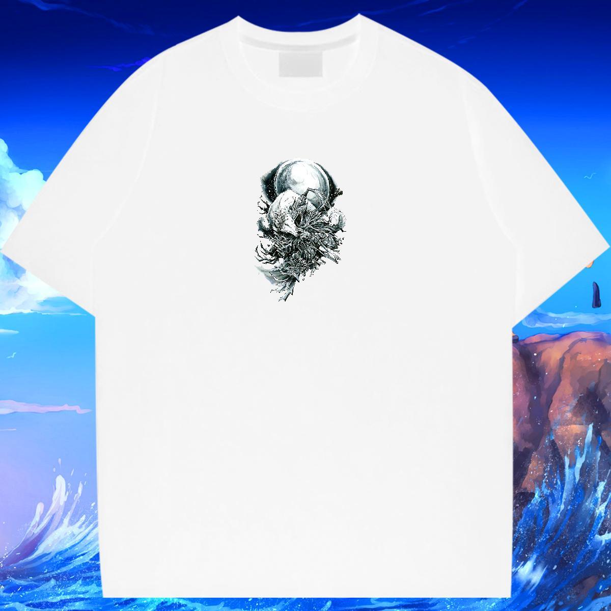 DIY T-Shirts O Neck Short Sleeves 230g Cotton Womens Tshirts Anime Oversized wolf Street Wear 5A Tees
