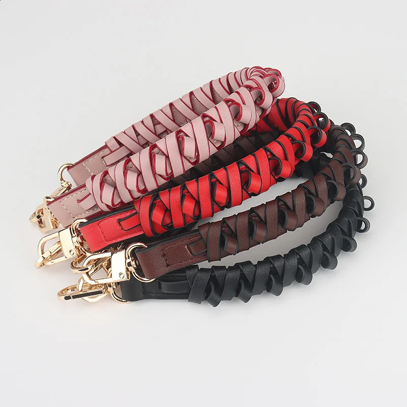 44cm Short Genuine Leather bag Strap 2.4cm Wide Woven Tote Handle Cowskin for Handbag Bag Parts Accessories 240821