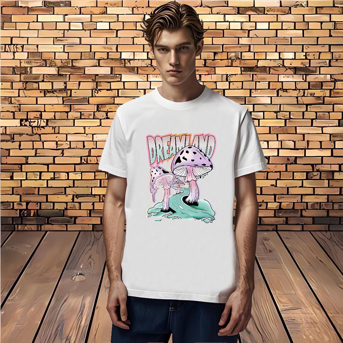 Designer mushroom T Shirts Men High Street Hip Hop Mens Tshirts 230g 100% Cotton Classic Breathable Crew Neck Skull Tops Shirt