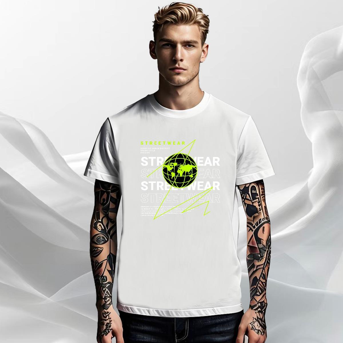 Loose Fit Men Clothes T-Shirt Hip Hop Street 100% Cotton 230g DIY Printed Breathable Soft earth T-Shirts for Men Fashion Design Polos