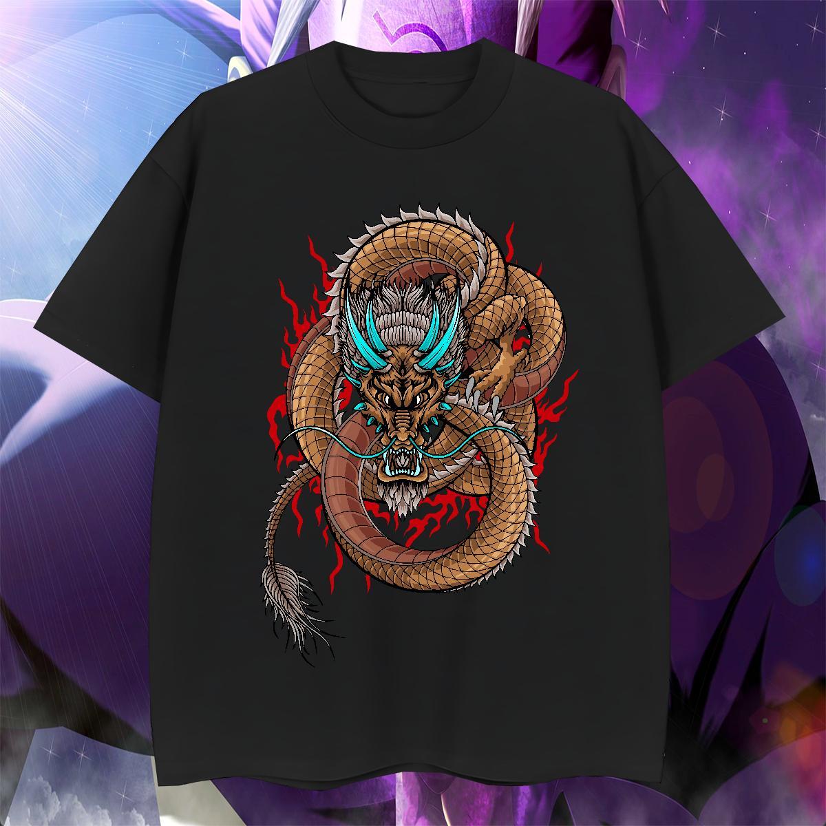 Popular dragon Men T Shirts Casual Daily Wear Men Tops Tees 230g Pure Cotton Fashion Design O Neck Short Sleeves Oversized Top Tees