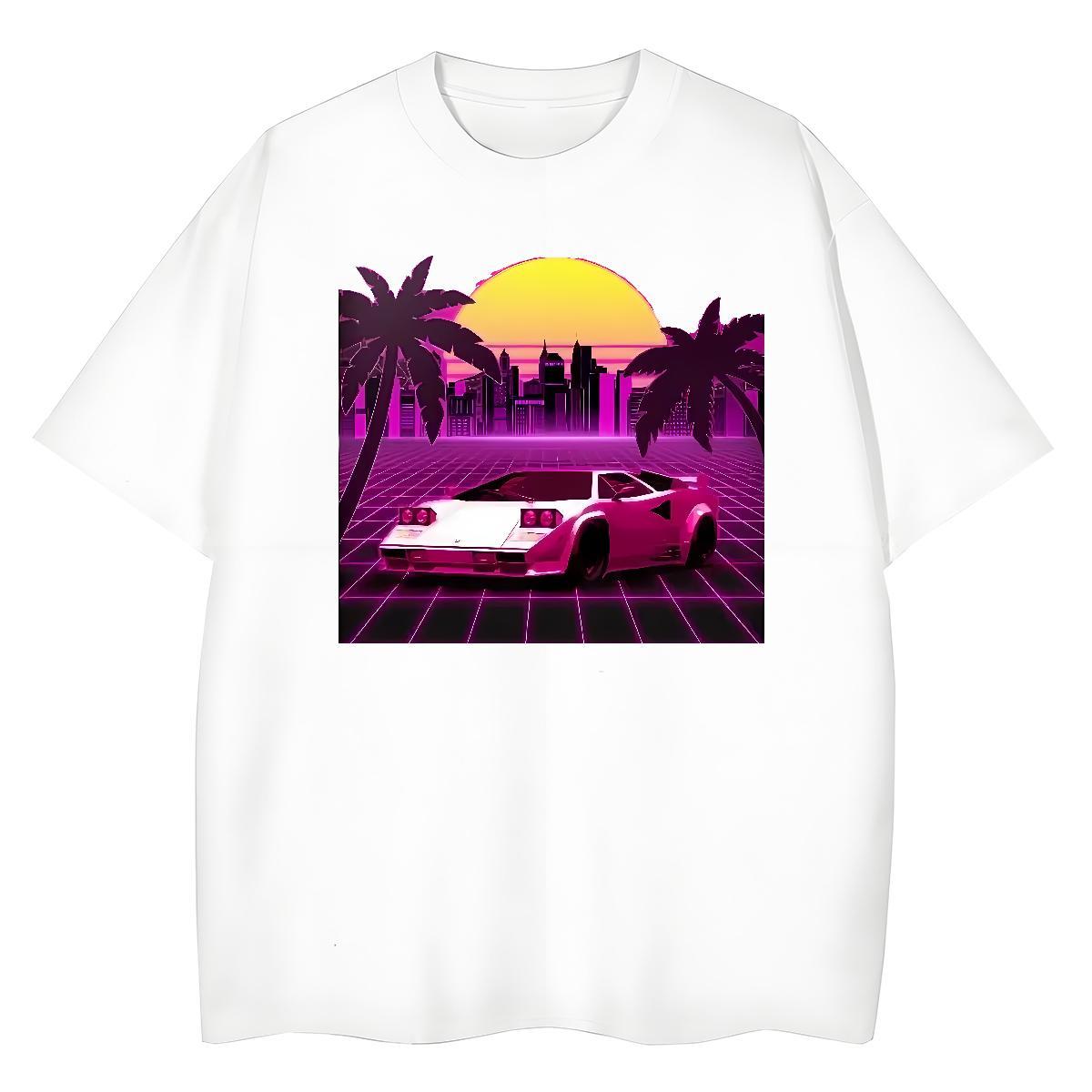 Soft Couples T Shirts Anime Printing Street 230g 100% Cotton Customized Print Short Sleeve Soft car Men T Shirts New Arrival Tops