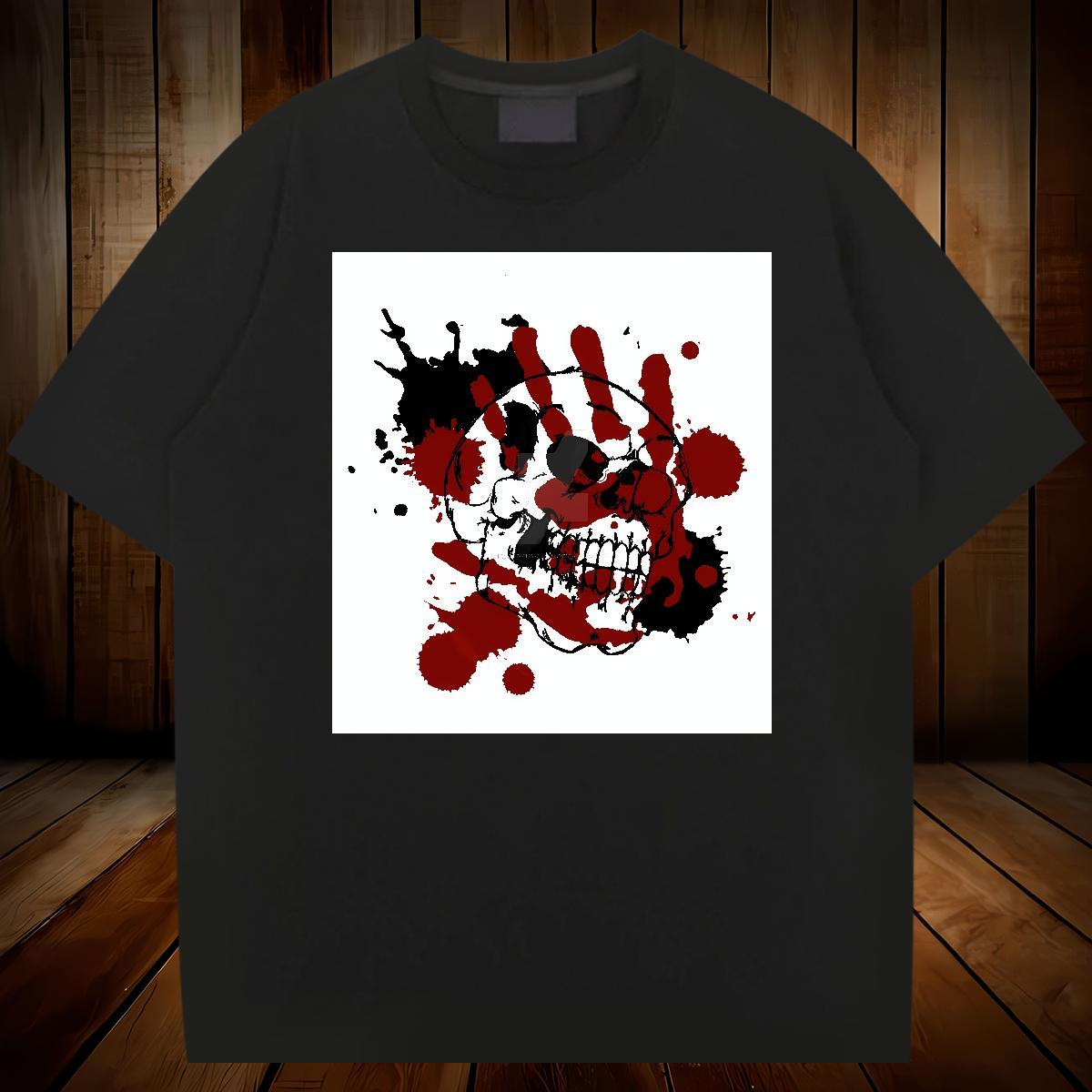 Custom Outdoor Men Tops Tees skull Crew Neck Breathable 230g Cotton Mens T Shirts Brand Custom Big Size Tees Shirts