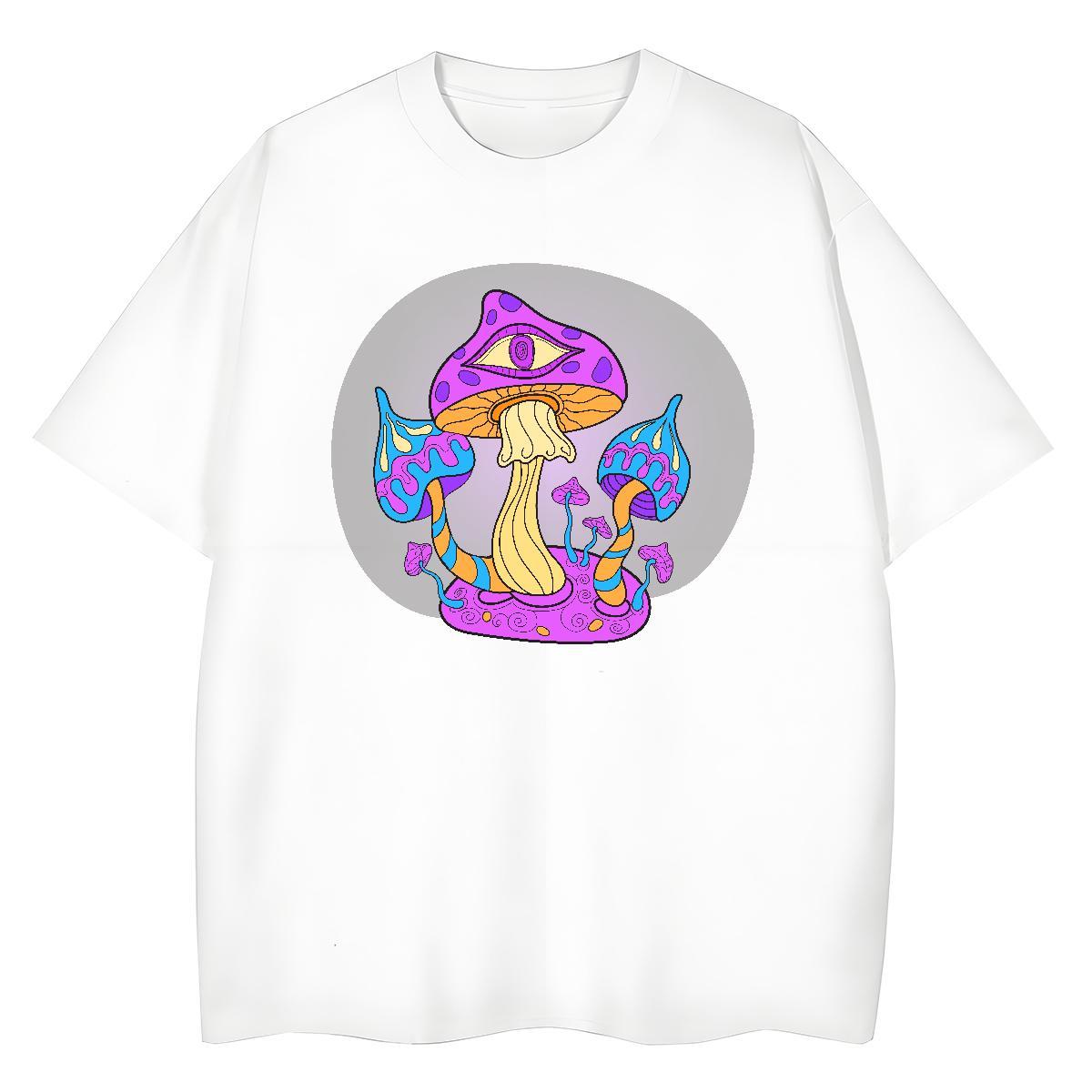 Brand T shirt O-Neck Short Sleeve 230g 100% Cotton Unisex Tshirts Black White mushroom Hip Hop Street High quality Tops