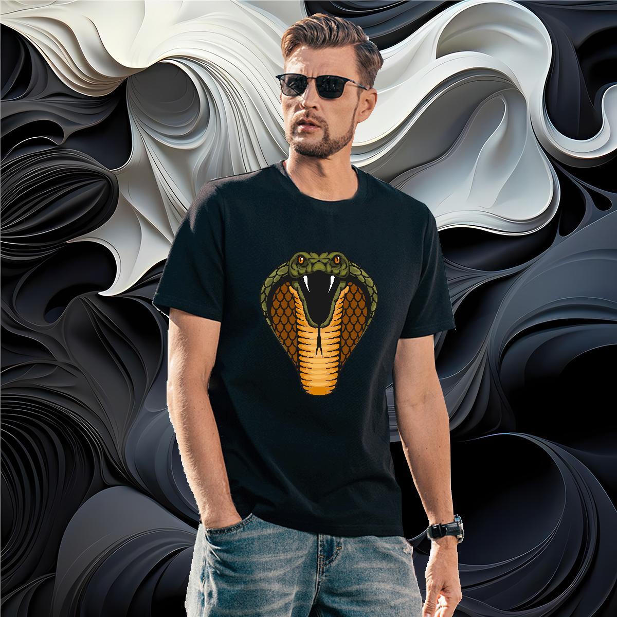 Loose cobra Man T Shirts Hip Hop Street Couples T Shirts 230g 100% Cotton Free Shipping Breathable Short Sleeve Oversized Tee Shirt