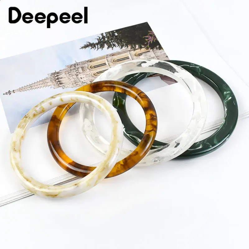 2PCS=1 pair of dark 10cm amber resin circular handles fashionable D-shaped handbags handmade DIY craft bags accessories 240821