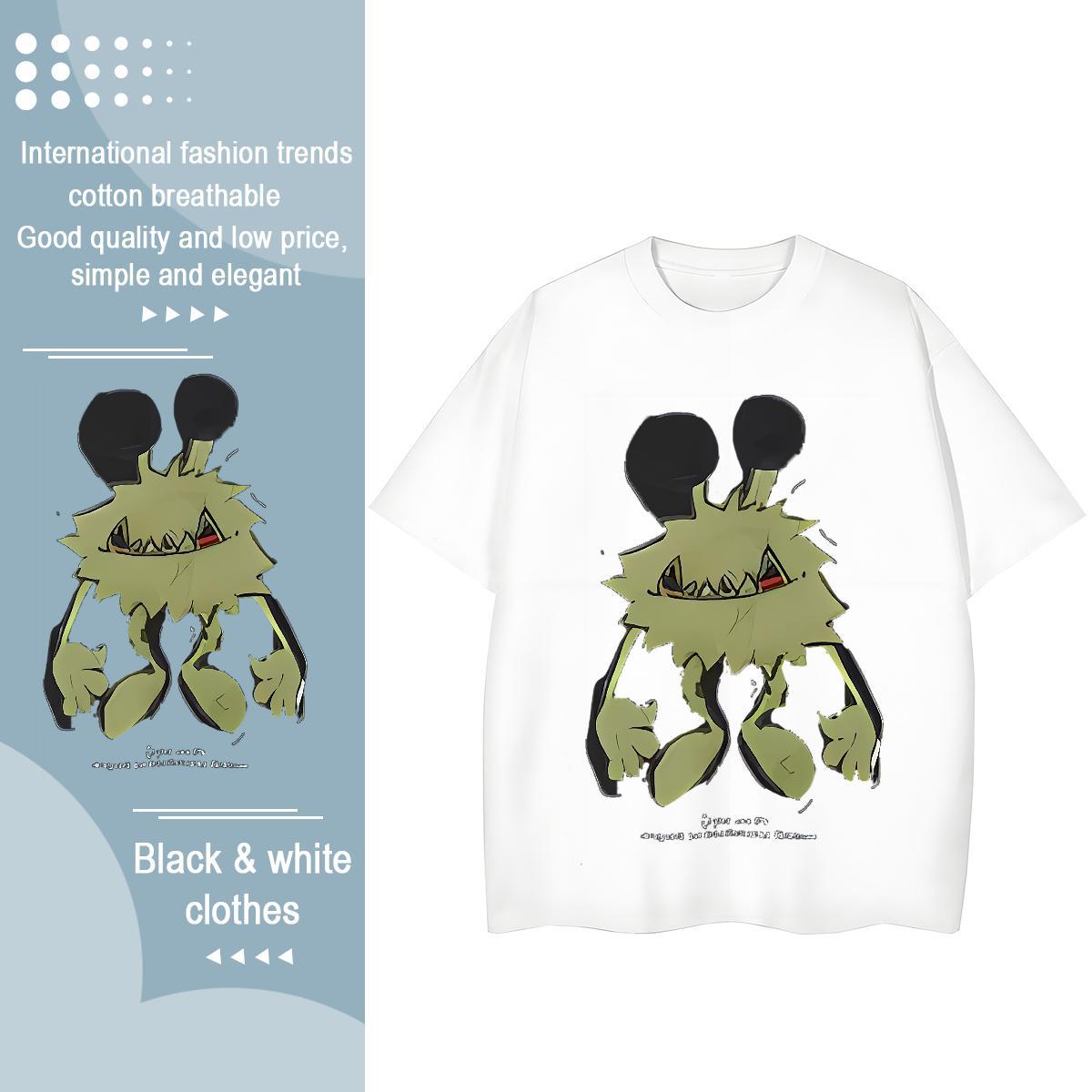 Loose Womens Tshirts 230g Pure Cotton painting Casual Sport T-Shirts for Women Breathable Short Sleeve Plus Size Cartoon Tops