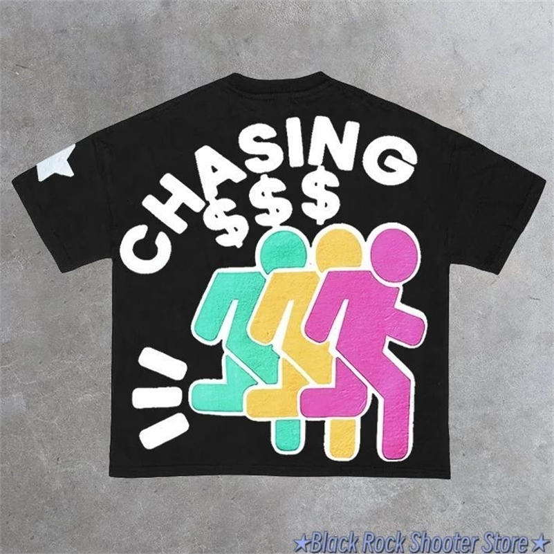 Harajuku Chasing Money Print Graphic T Shirts Oversized Pro Choice Gothic Y2k Tops Grunge Goth Tracksuit Ootdstyle Streetwear 240821