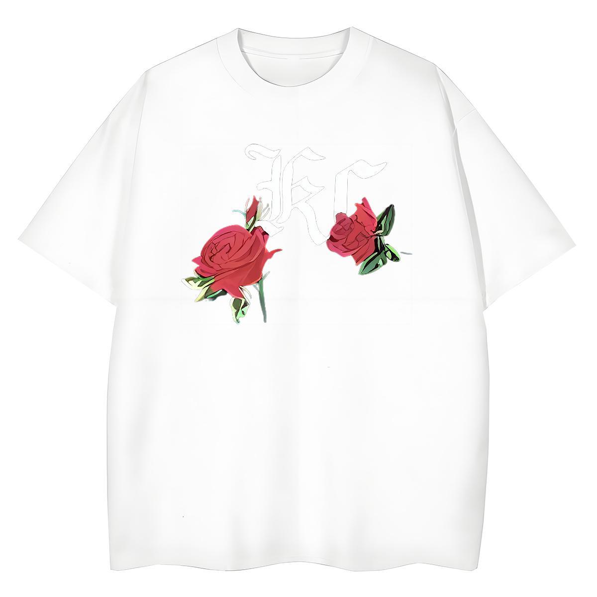 Designer T-Shirts for Women Breathable 230g 100% Cotton Unisex Tshirts Oversized ROSE Daily Wear Popular Clothes Shirt