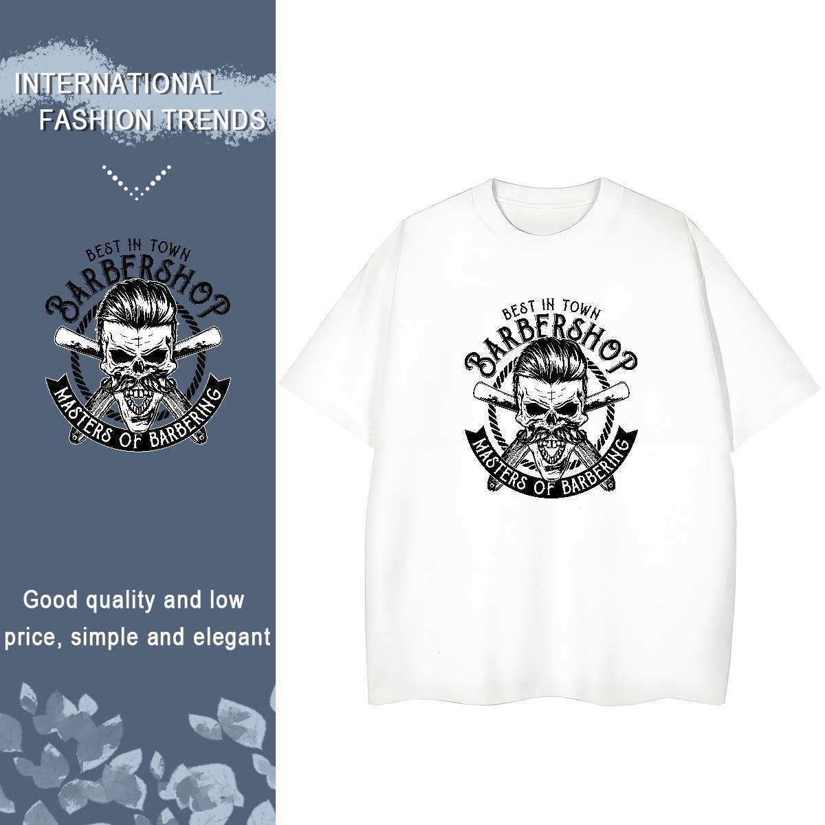 Casual New T-Shirts 230g 100% Cotton Short sleeve Soft Sports Casual skull Unisex Tshirts Loose fit Black Oversized Tops
