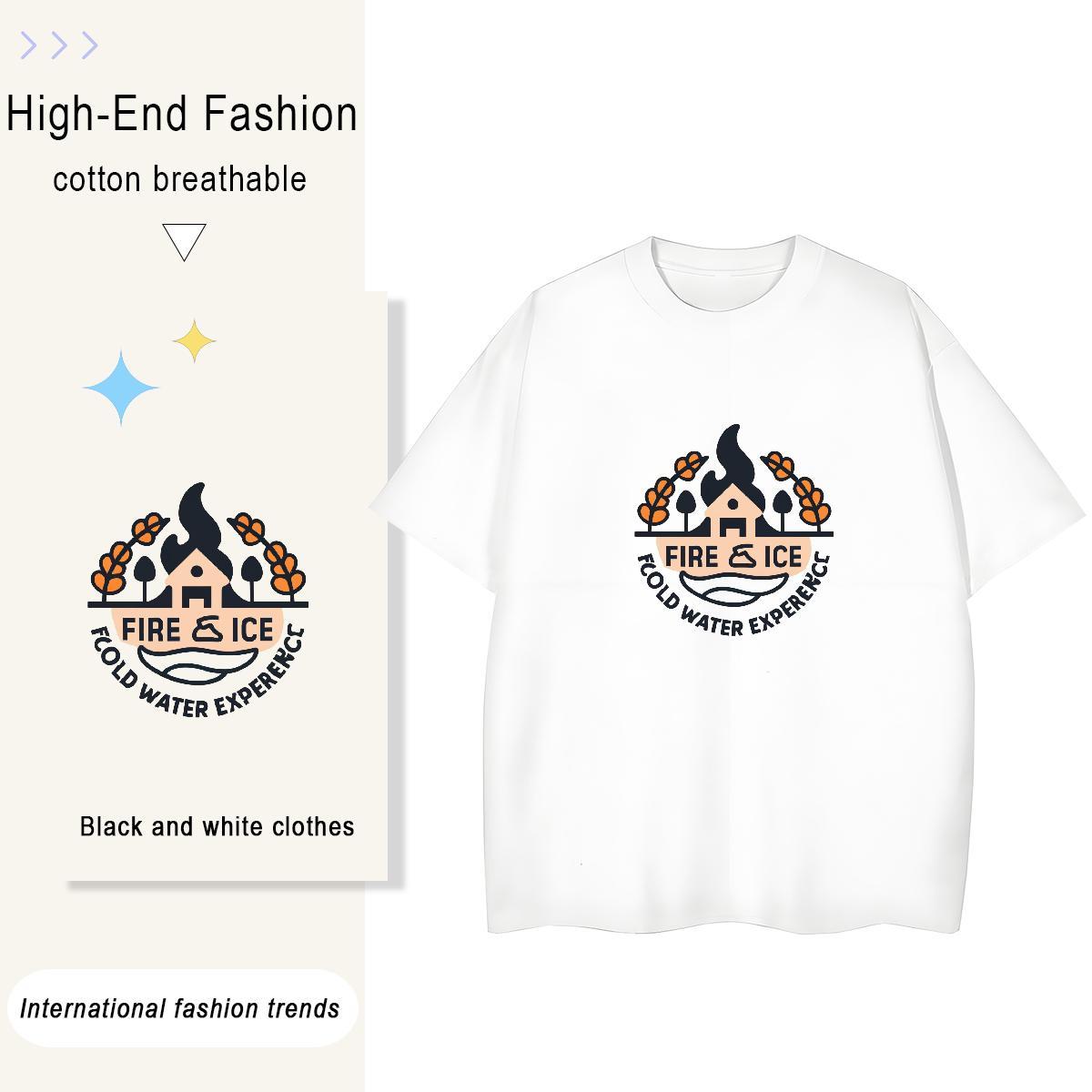 Unisex Lady T shirt 230g Pure Cotton letter Casual Sport T Shirt For Woman Crew Neck DIY Anime Tops Shirt