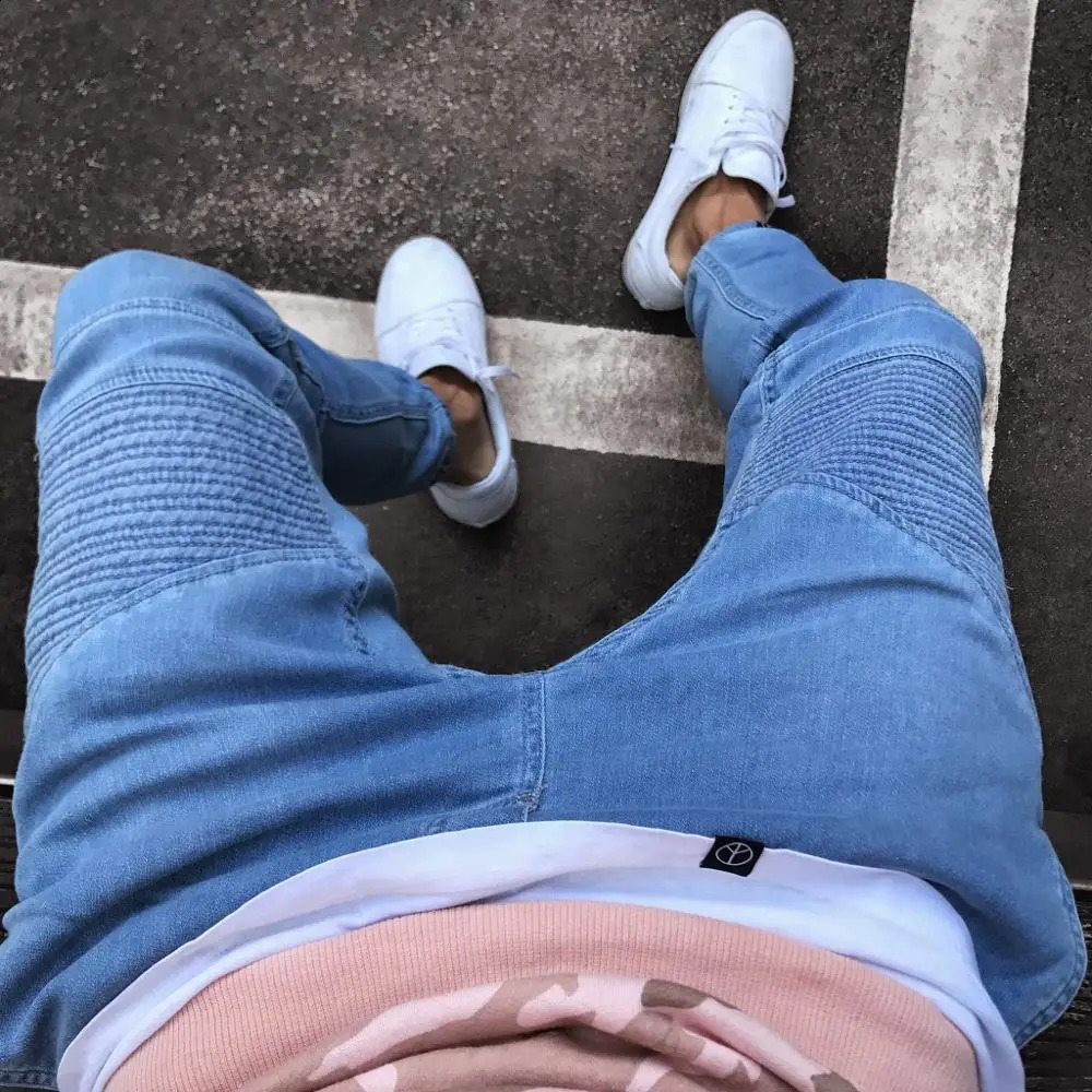 Fashion Sell Mens Stretchy Ripped Skinny Biker Jeans Destroyed Slim Fit Denim Harem Pants Men Jogger Clothes 240821