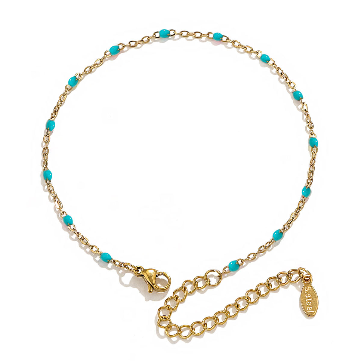 Drip oil bracelet titanium steel niche design enamel cross chain bead jewelry bracelet