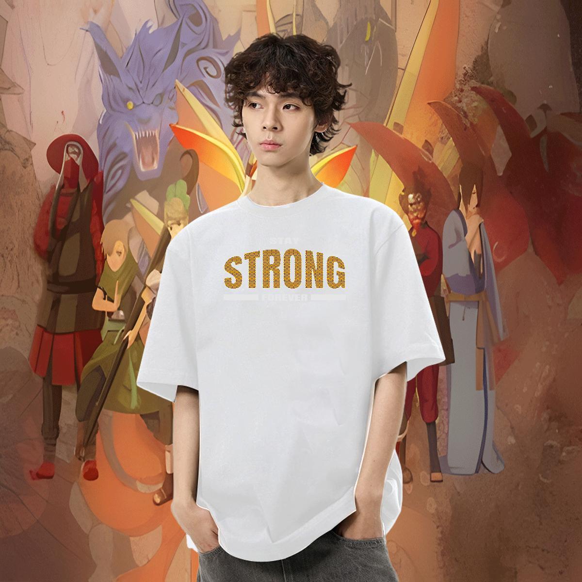 Free Shipping Men Tops Tees Street Casual 100% Cotton 230g DIY Logo Oversized Breathable Crew Neck strong T shirt Fashion Tees Shirts