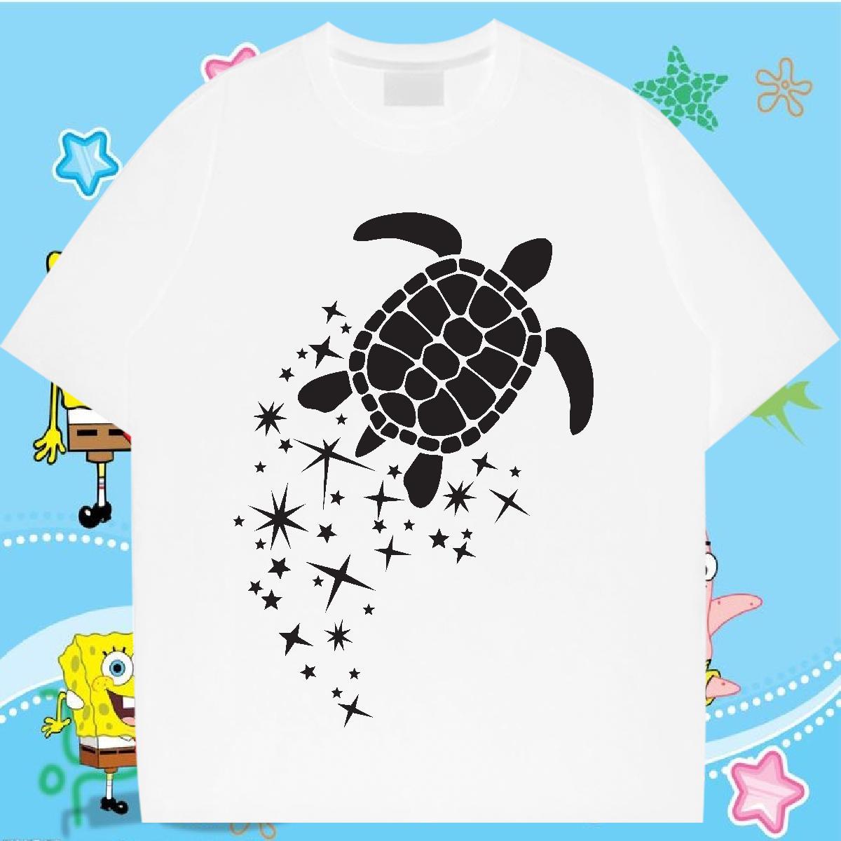 DIY T-Shirts for Women Comfortable 230g 100% Cotton Lady T shirt Graphic tortoise Street Soft Tshirts