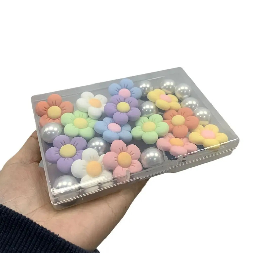 24 pieces of colorful Borg bags DIY handbags beach bag accessories fresh flowers and pearl rubber beach bags 240821