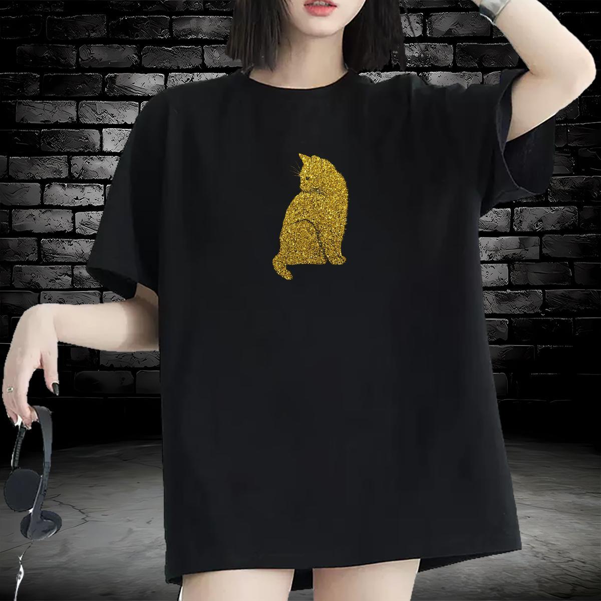 Custom Women T Shirts Breathable Crew Neck 230g Cotton Unisex Tshirts Customized Print cat Casual Sport Brand Clothings