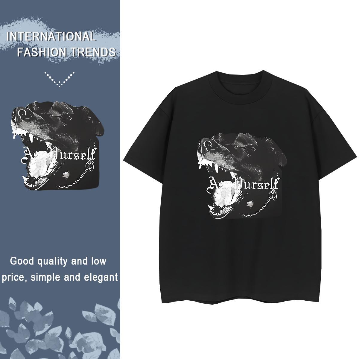Casual New T-Shirts for Women Short Sleeve O-Neck 100% Cotton 230g Couples T Shirts Anime Oversized dog Daily Outfit Female Tee Shirt