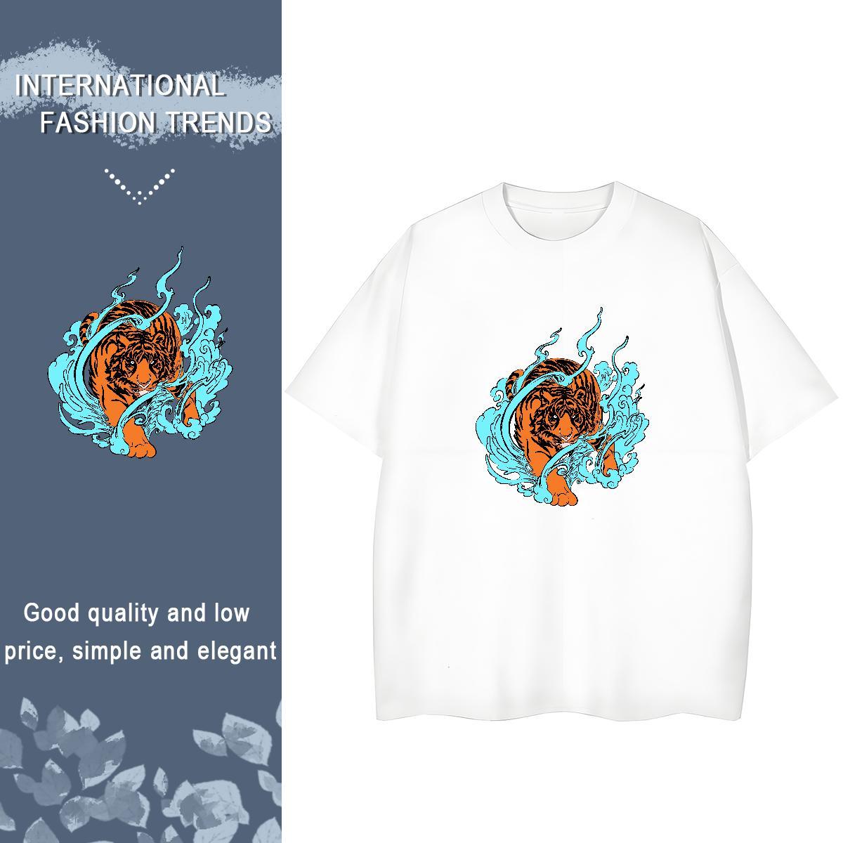 Casual New T Shirts Women Breathable Soft 100% Cotton 230g Lady T shirt Custom Printed tiger Casual Sport Nice Polos