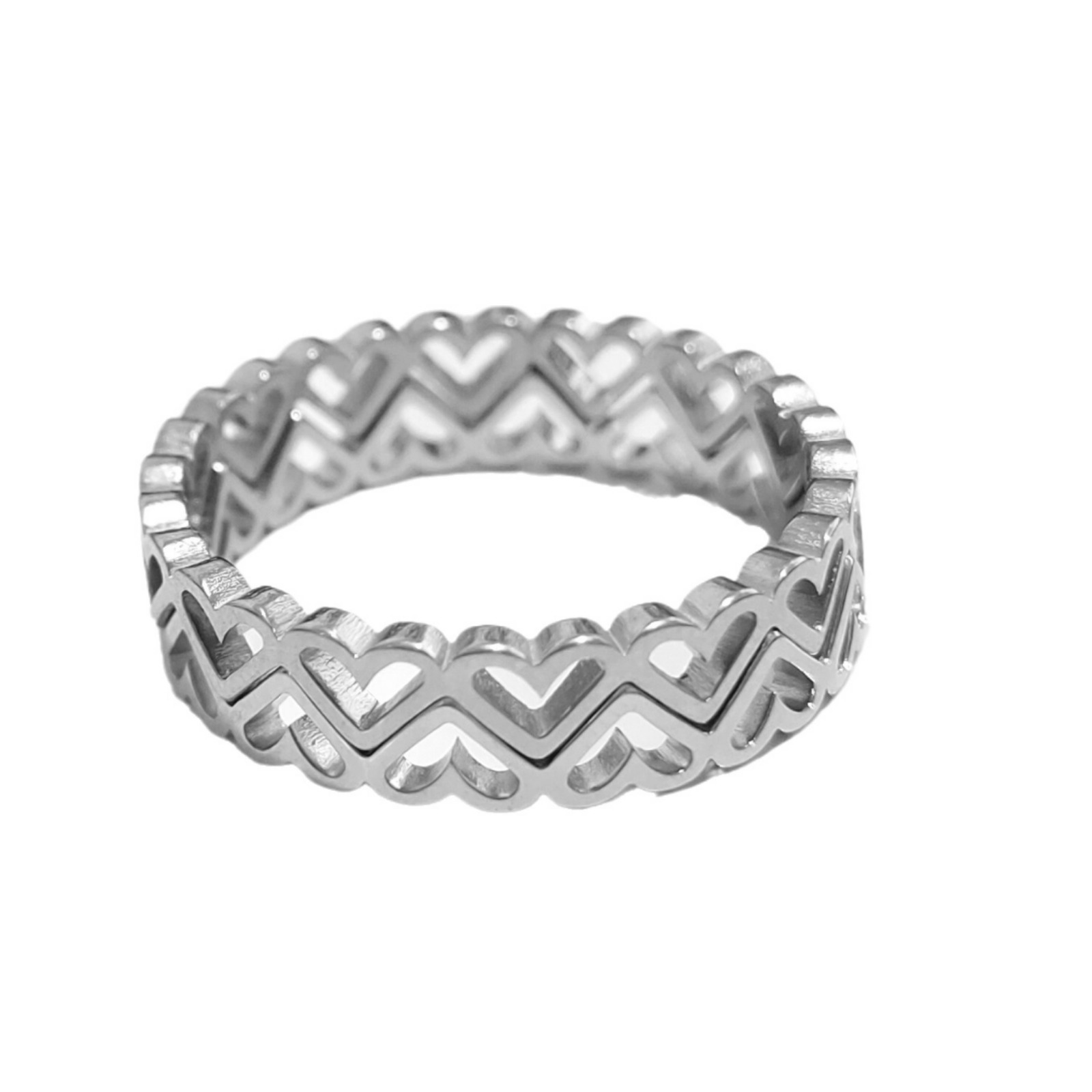 Stainless steel fashionable hollowed out peach heart ring, high-end and versatile combination ring for women