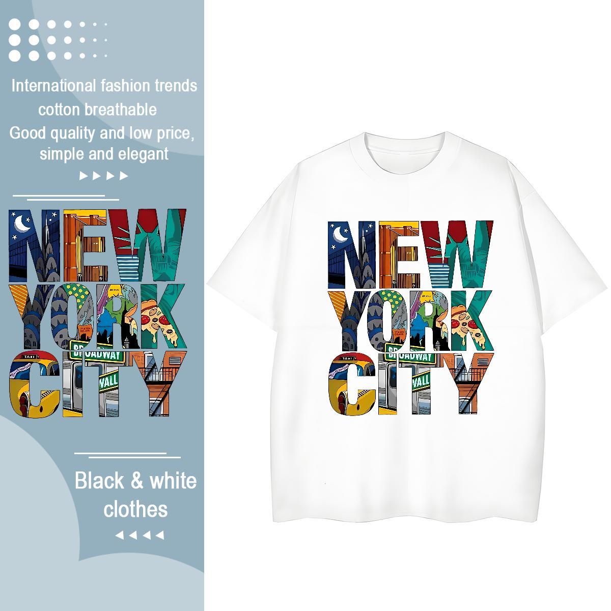 Soft Woman Tshirt 230g Cotton New York Casual Woman T Shirts O Neck Short Sleeves Custom Print Plus Size Clothes