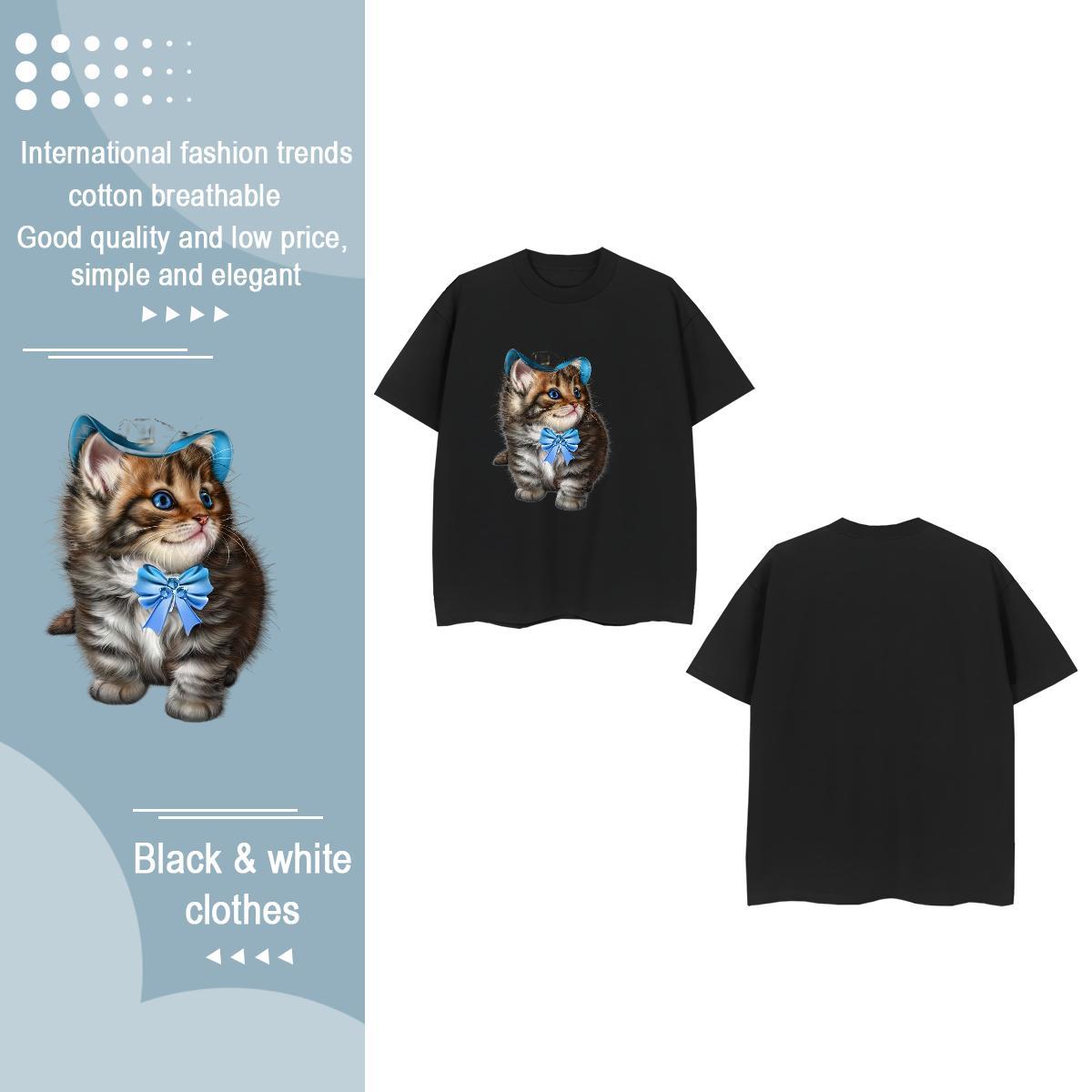 2024 Designer Woman T Shirts Breathable 100% Cotton 230g Womens Tshirts Cartoon Floral Printing cat Street Free Shipping Tops Tees