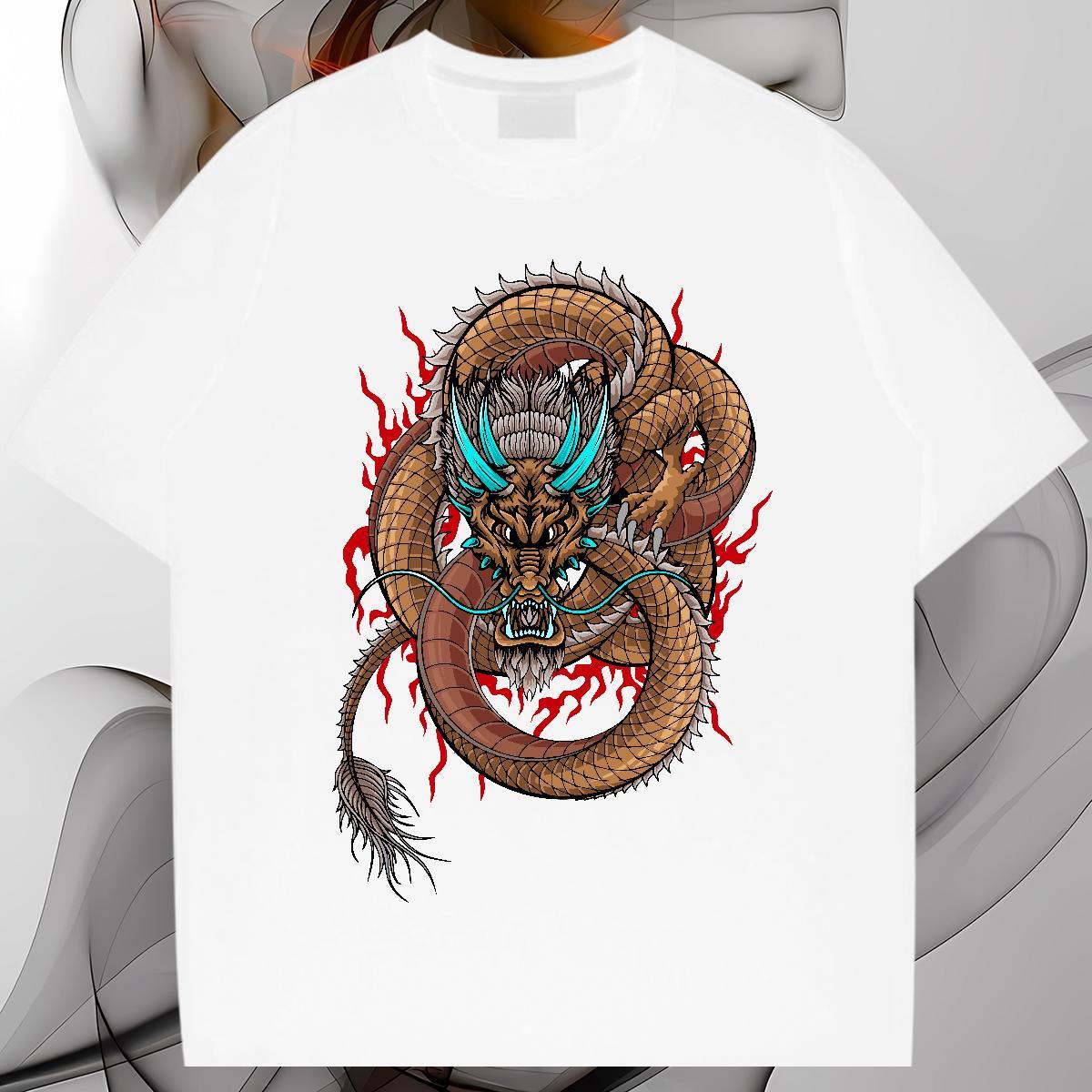 Brand dragon T Shirts Men Casual Tshirt for Man Woman 100% Cotton 230g Fashion Casual O Neck Short Sleeves Skull Tees