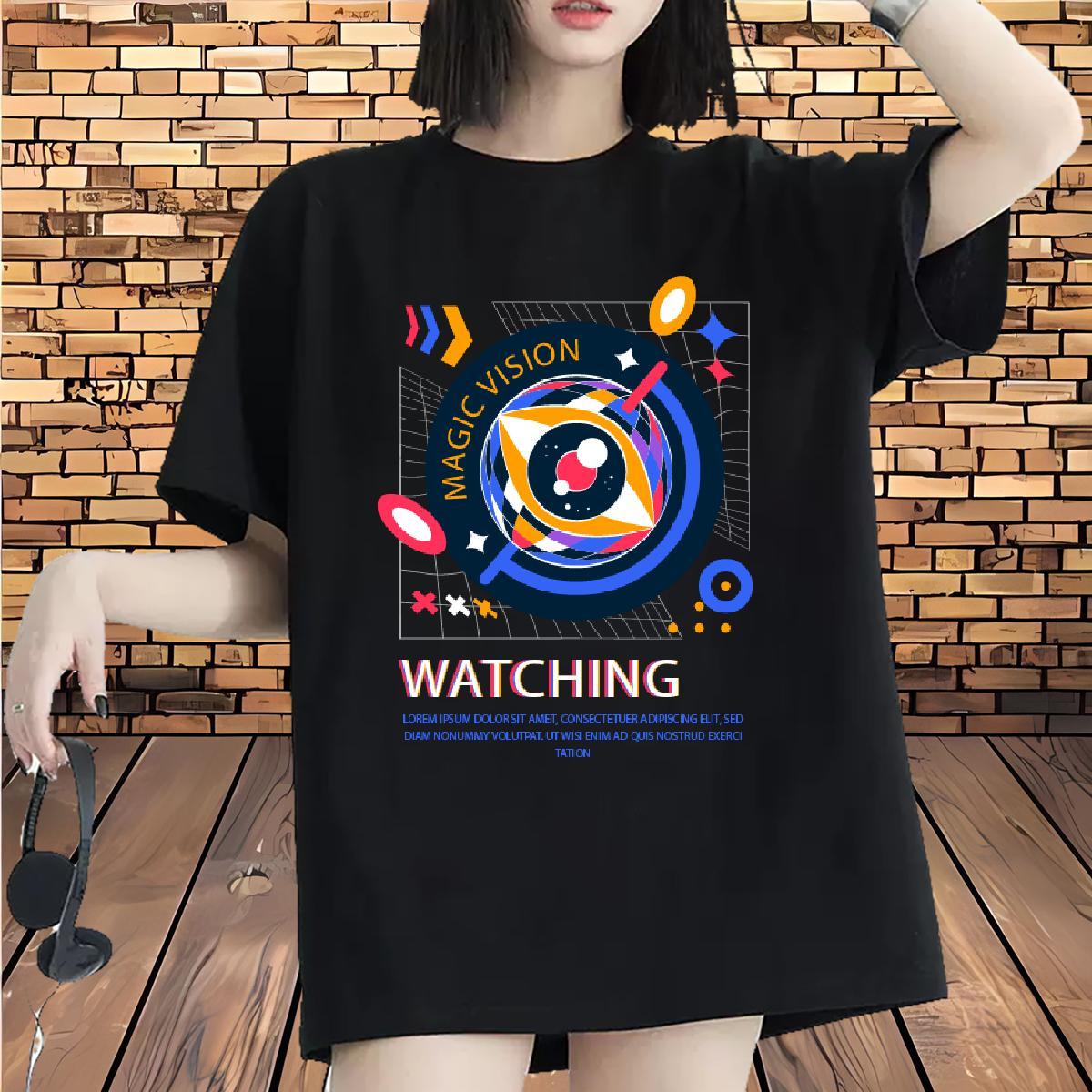 Brand Unisex Tshirts 230g 100% Cotton watching Hip Hop Street T Shirts Women Breathable Short Sleeve Cartoon Anime Clothes Shirt