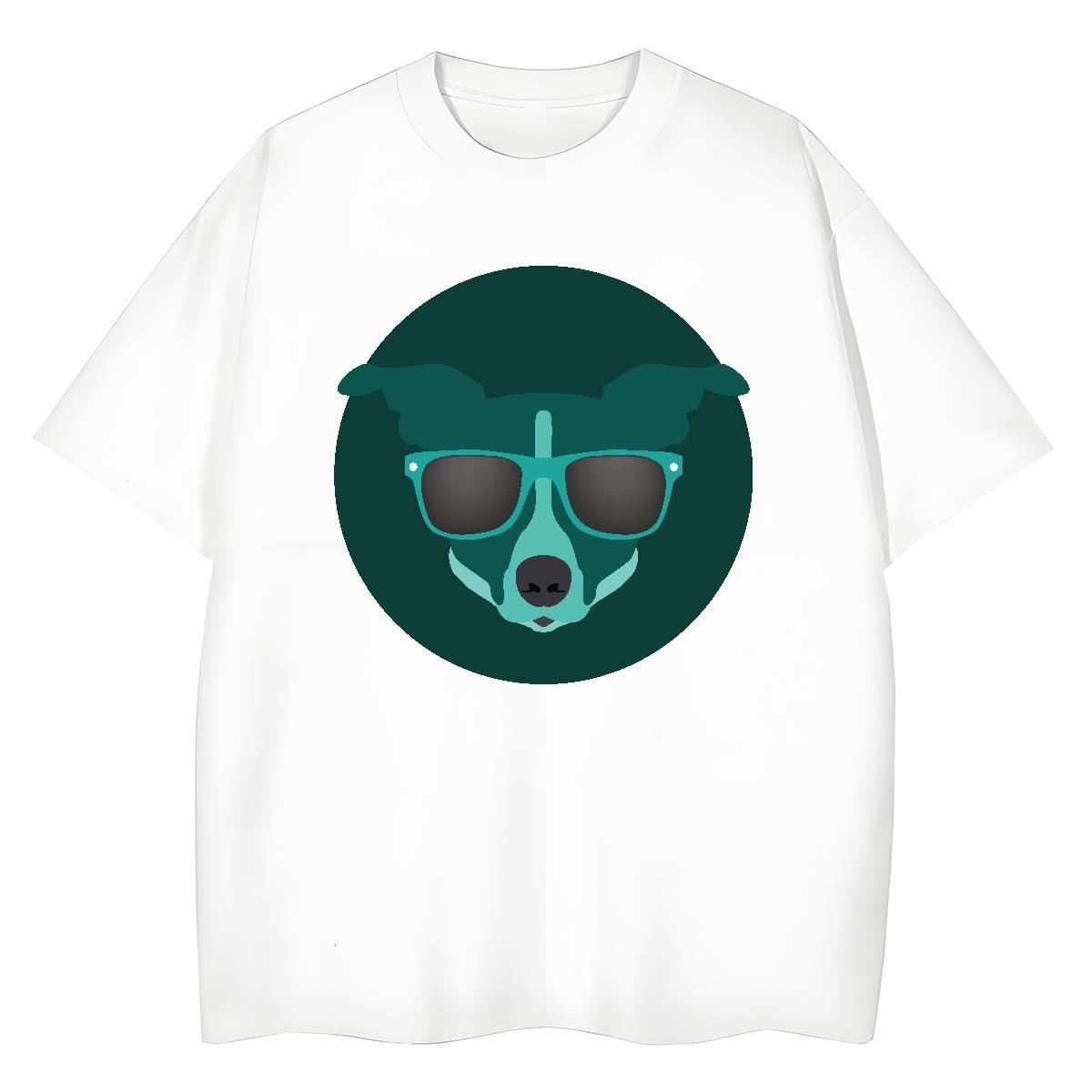 2024 Casual T-Shirts Short sleeve Soft 230g 100% Cotton Women Tshirts Plus Size Cartoon dog Outdoor Loose Tees